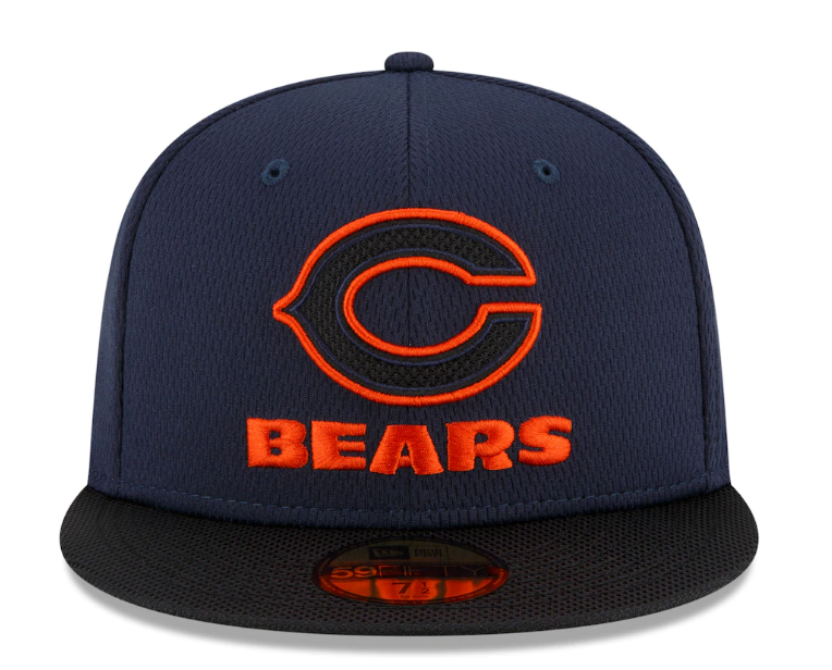 Men's Chicago Bears New Era Navy/Black 2021 NFL Sideline Road 59FIFTY Fitted Hat