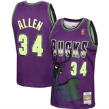 Men's Ray Allen Milwaukee Bucks Mitchell & Ness 1996-97 Hardwood Classics Reload Swingman Jersey - Purple - Pro Jersey Sports