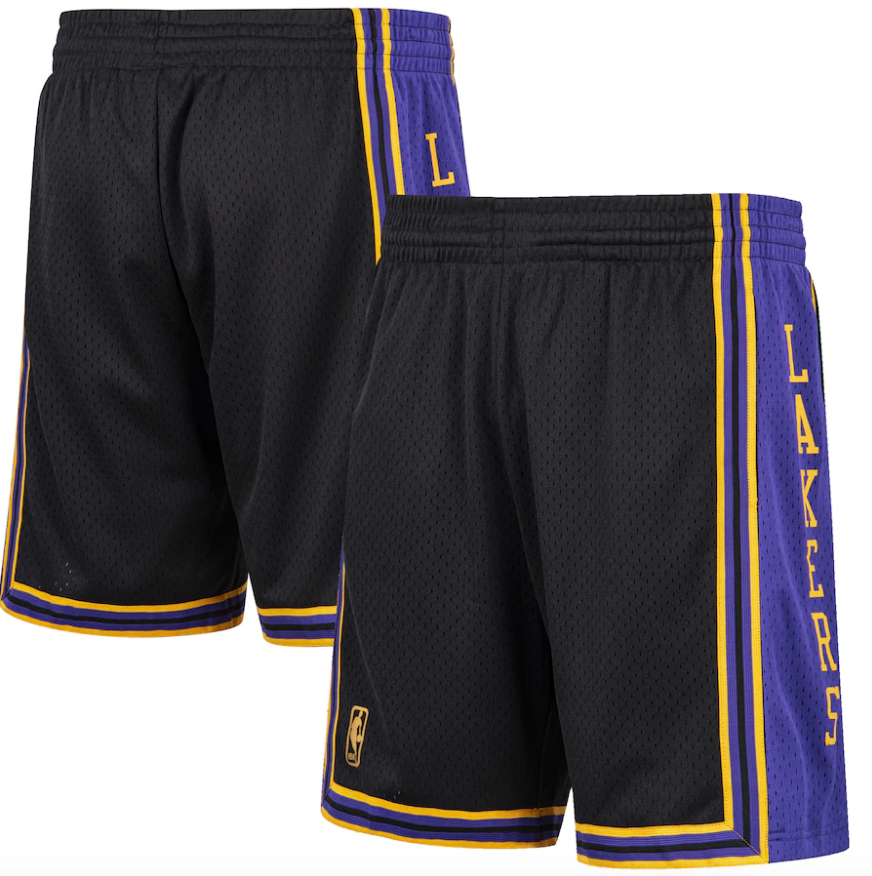 Men's Los Angeles Lakers Mitchell & Ness Black Hardwood Classic Reload Swingman Shorts