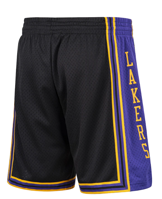 Men's Los Angeles Lakers Mitchell & Ness Black Hardwood Classic Reload Swingman Shorts
