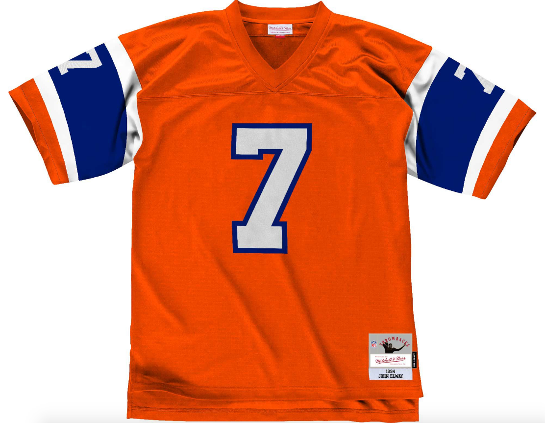 Mens Denver Broncos John Elway Mitchell & Ness Orange 1994 Retired Player Vintage Replica Jersey - Pro Jersey Sports