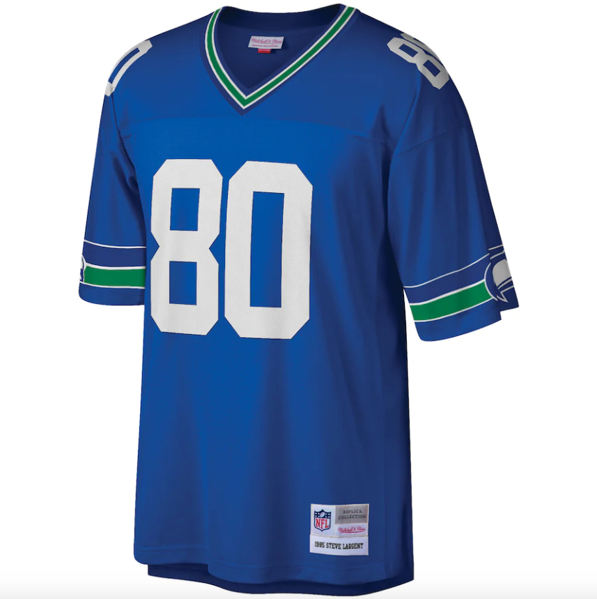 Men's Seattle Seahawks Steve Largent 1985 Mitchell & Ness Royal Retired Player Legacy Replica Jersey