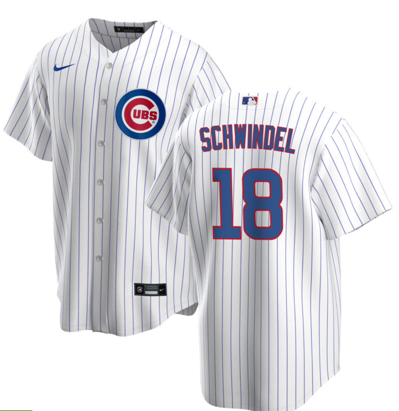 NIKE Men's Frank Schwindel Chicago Cubs White Home Premium Stitch Replica Jersey
