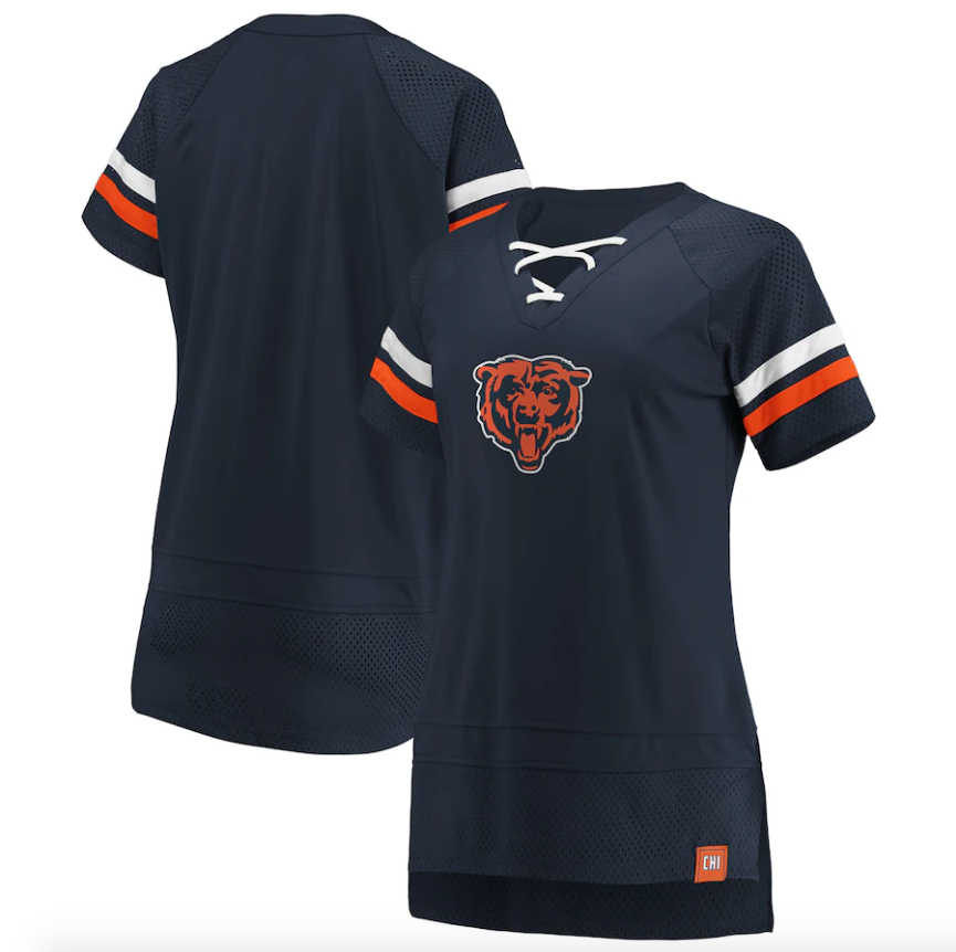 Women's Fanatics Branded Navy/Orange Chicago Bears Draft Me Lace Up T-Shirt - Pro Jersey Sports