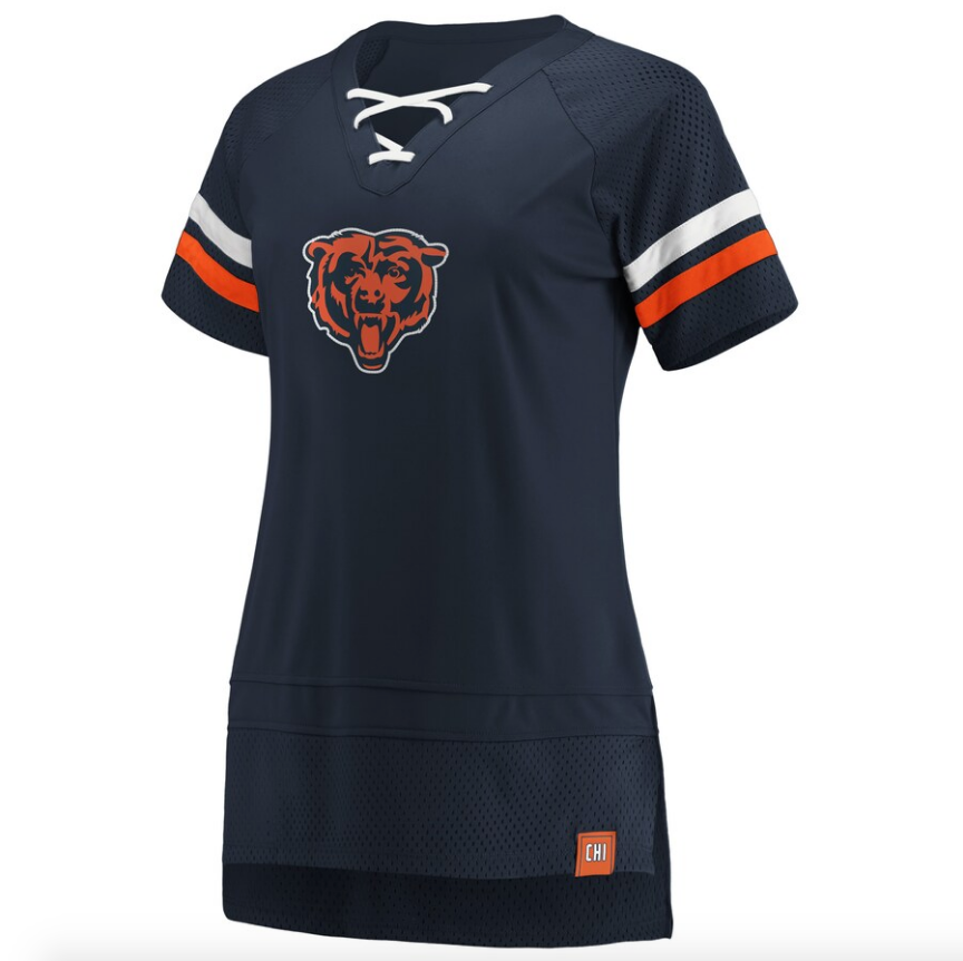 Women's Fanatics Branded Navy/Orange Chicago Bears Draft Me Lace Up T-Shirt - Pro Jersey Sports