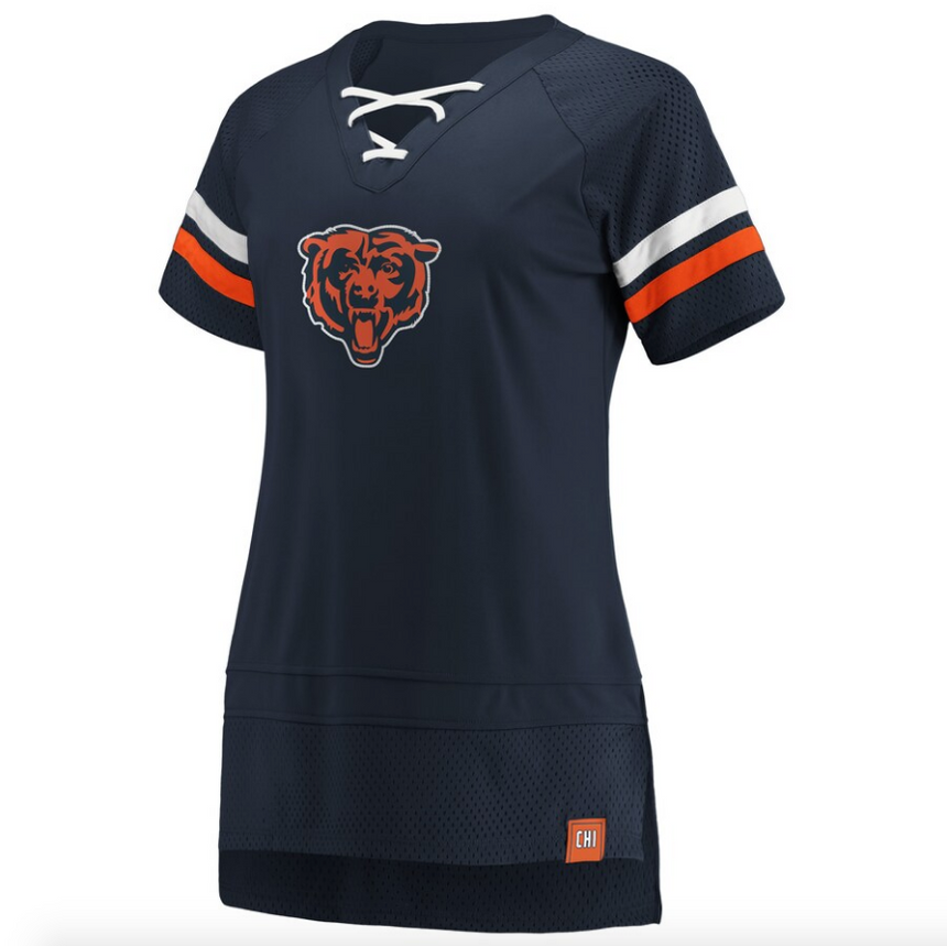 Women's Fanatics Branded Navy/Orange Chicago Bears Draft Me Lace Up T-Shirt - Pro Jersey Sports