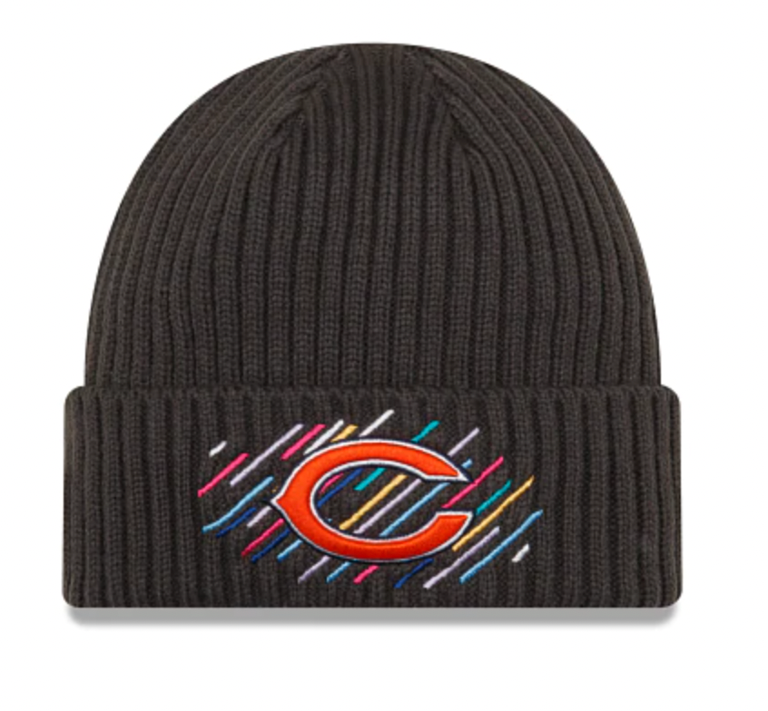 Men's Chicago Bears New Era Graphite 2021 Crucial Catch Sideline C Logo Cuffed Knit Hat