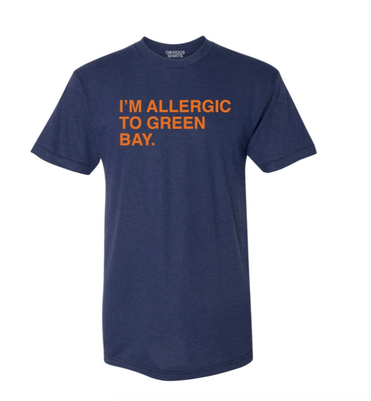 Chicago Bears "I'm Allergic To Green Bay" Navy Tee