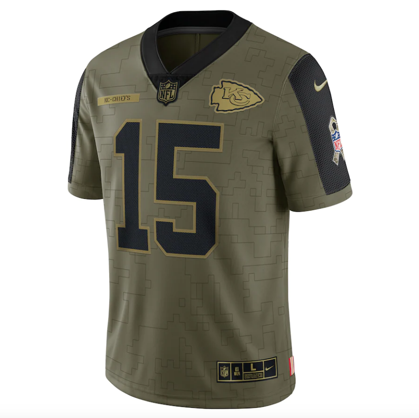 Men's Kansas City Chiefs Patrick Mahomes Nike Olive 2021 Salute To Service Limited Player Jersey - Pro Jersey Sports