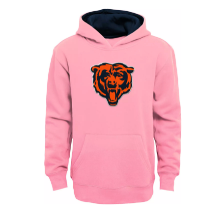 NFL Team Apparel Girls' Chicago Bears Prime Pink Pullover Hoodie
