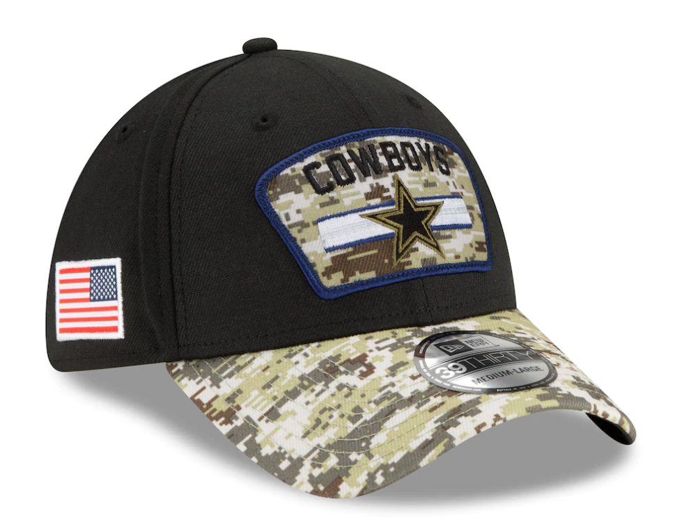 Men's Dallas Cowboys New Era Black 2021 Salute to Service Primary Logo 39THIRTY Flex Hat