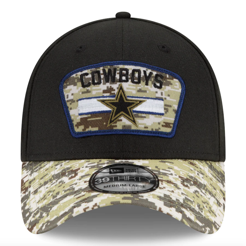 Men's Dallas Cowboys New Era Black 2021 Salute to Service Primary Logo 39THIRTY Flex Hat