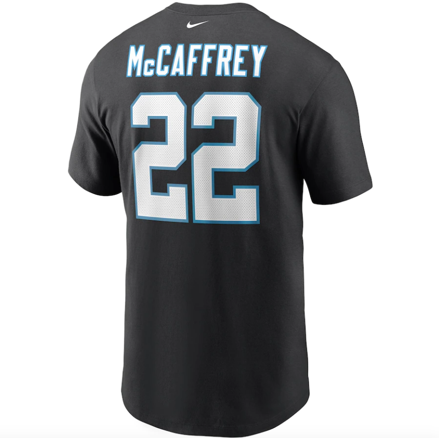 Men's Carolina Panthers Christian McCaffrey Nike Navy Player Name & Number T-Shirt