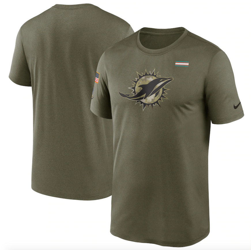 Men's Miami Dolphins Nike Olive 2021 Salute To Service Legend Performance T-Shirt - Pro Jersey Sports