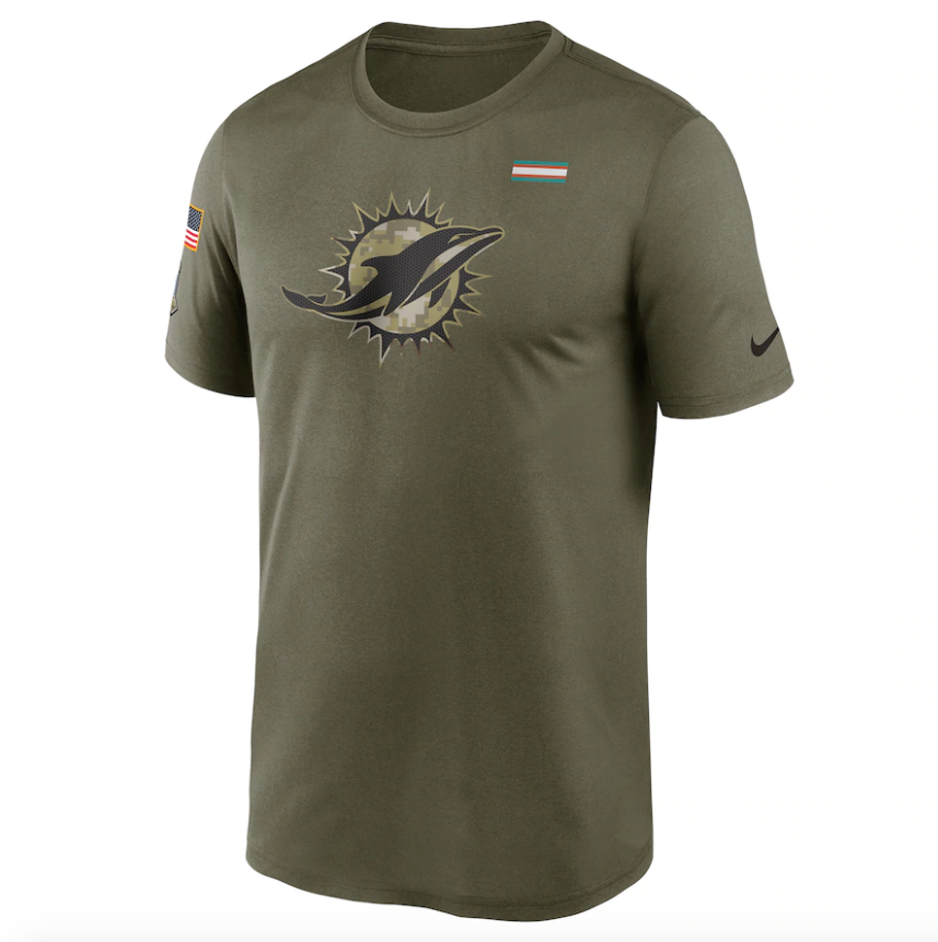 Men's Miami Dolphins Nike Olive 2021 Salute To Service Legend Performance T-Shirt - Pro Jersey Sports