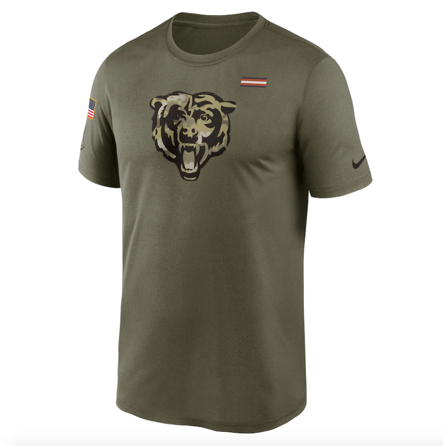 Men's Chicago Bears Nike Olive 2021 Salute To Service Legend Performance T-Shirt