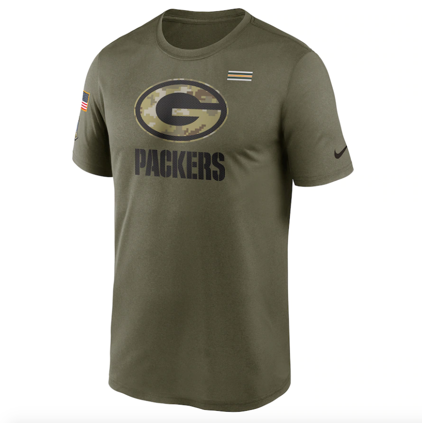 Men's Green Bay Packers Nike Olive 2021 Salute To Service Legend Performance T-Shirt - Pro Jersey Sports