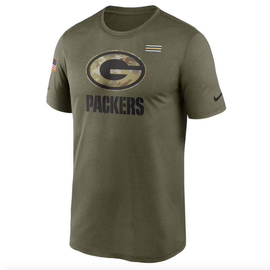 Men's Green Bay Packers Nike Olive 2021 Salute To Service Legend Performance T-Shirt - Pro Jersey Sports