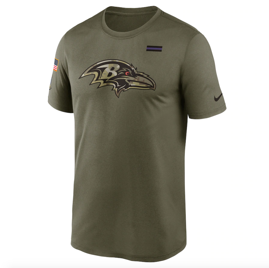 Men's Baltimore Ravens Nike Olive 2021 Salute To Service Legend Performance T-Shirt - Pro Jersey Sports