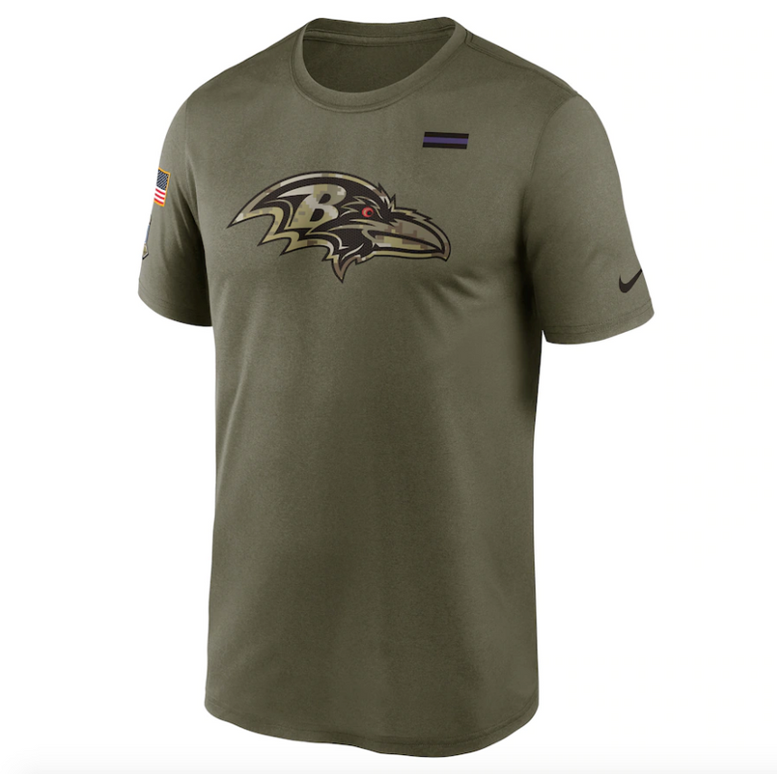 Men's Baltimore Ravens Nike Olive 2021 Salute To Service Legend Performance T-Shirt - Pro Jersey Sports