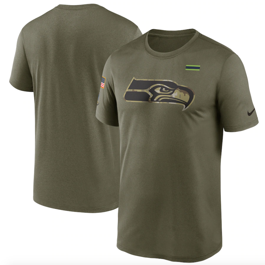 Men's Seattle Seahawks Nike Olive 2021 Salute To Service Legend Performance T-Shirt