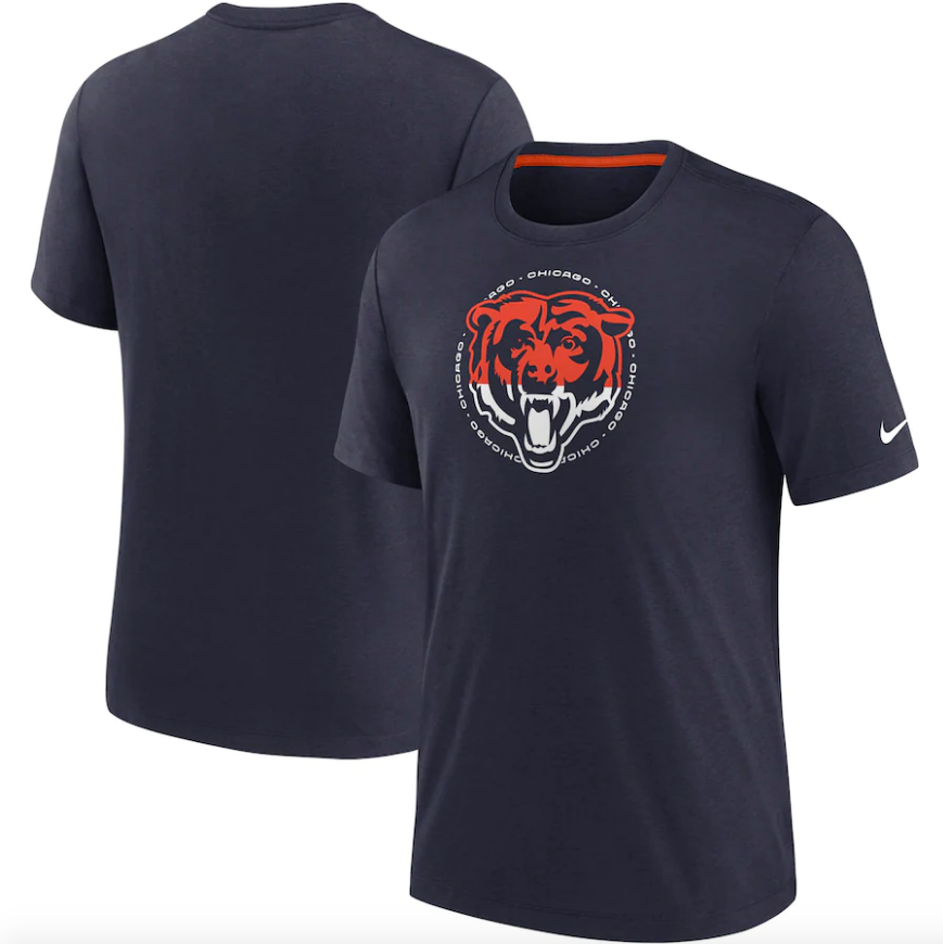 Men's Chicago Bears Nike Navy Historic Tri-Blend T-Shirt