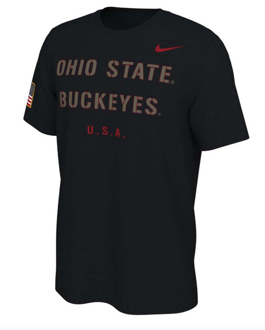 Ohio State Buckeyes 2021 Veterans Day Nike Sideline Black T-Shirt