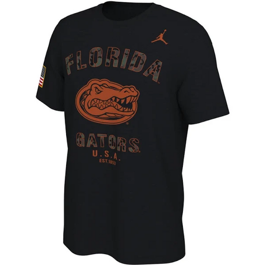 Men's Nike Florida Gators 2021 Veterans Day Jumpman Sideline Black T-Shirt