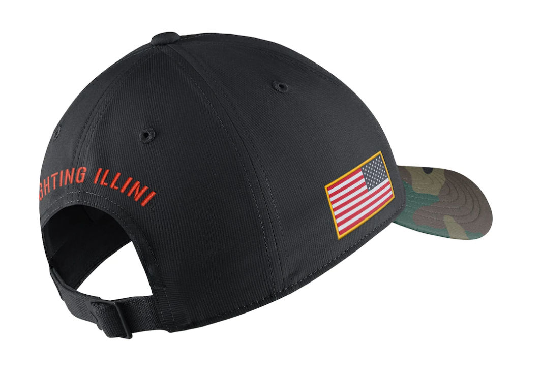 Illinois Fighting Illini Nike Legacy 91 2021 Veterans Camo Adjustable Hat