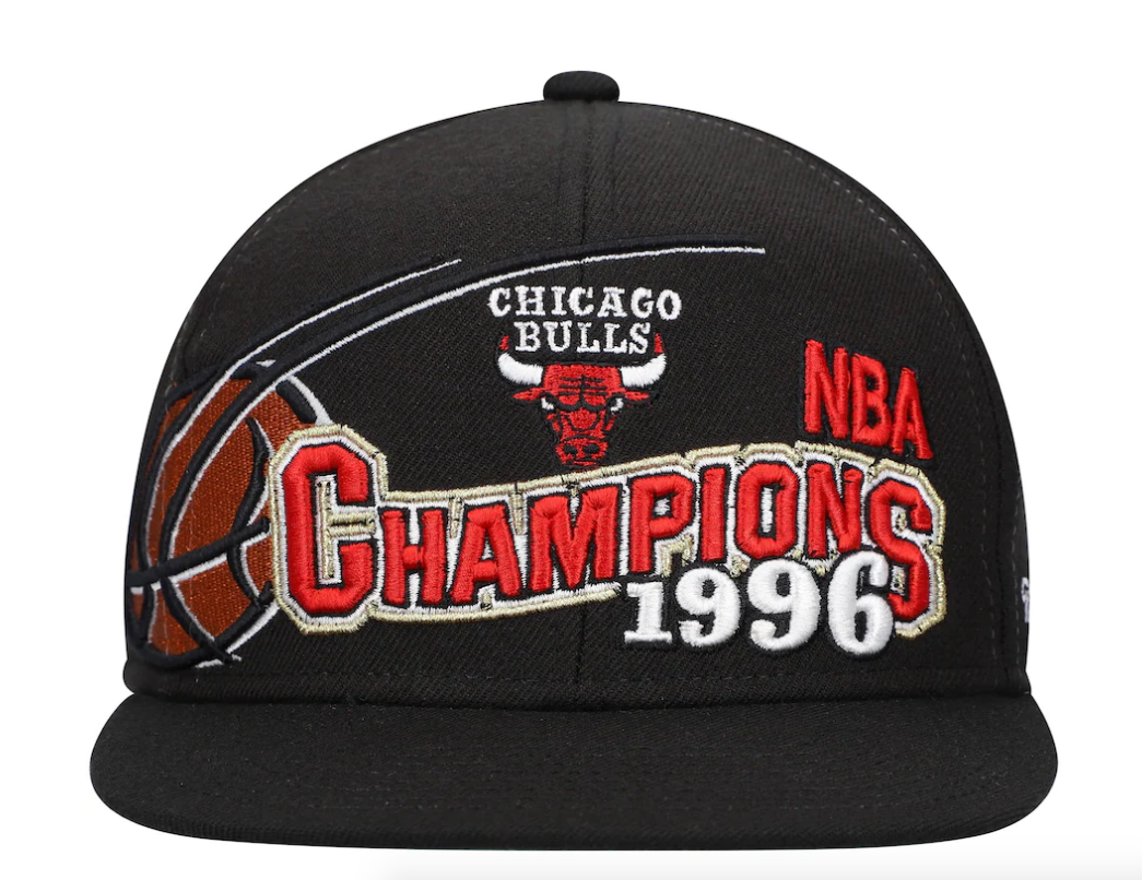 Chicago Bulls Mitchell & Ness Hardwood Classics 1996 NBA Champions Wave Snapback Hat - Black