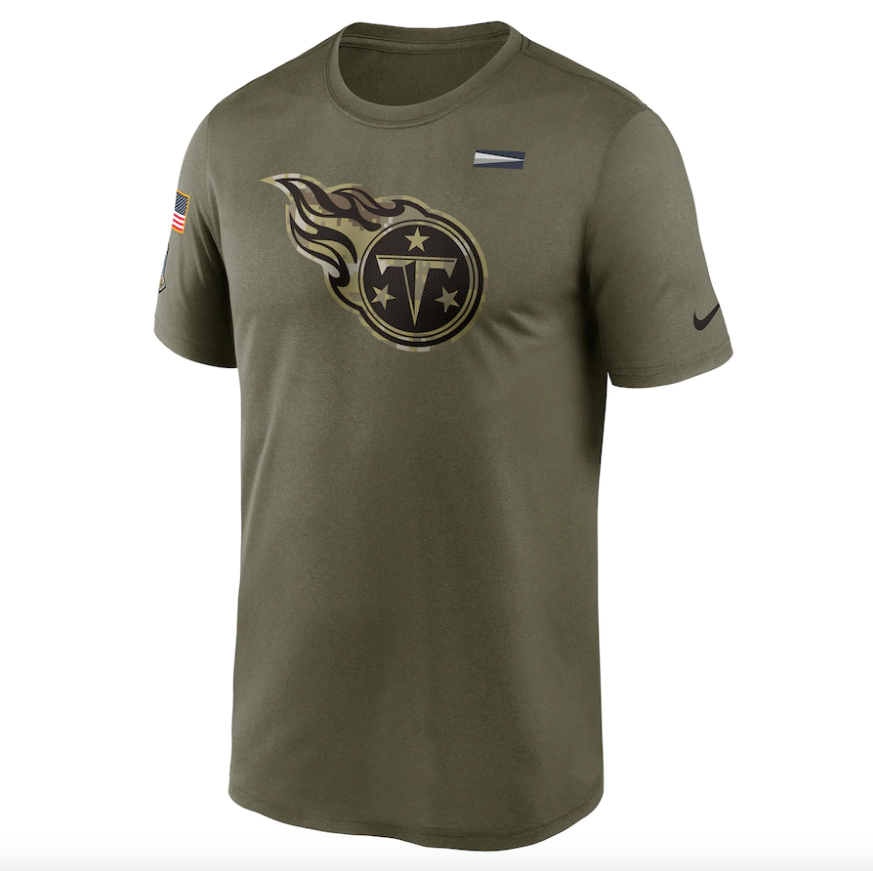 Men's Tennessee Titans Nike Olive 2021 Salute To Service Legend Performance T-Shirt