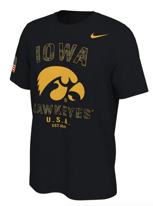 Iowa Hawkeyes 2021 Veterans Day Nike Sideline Black T-Shirt