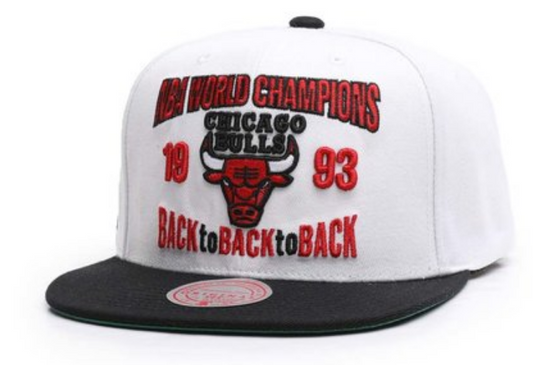 Men's Chicago Bulls 1993 Back To Back To Back NBA World Champions Mitchell & Ness Snapback Adjustable Hat