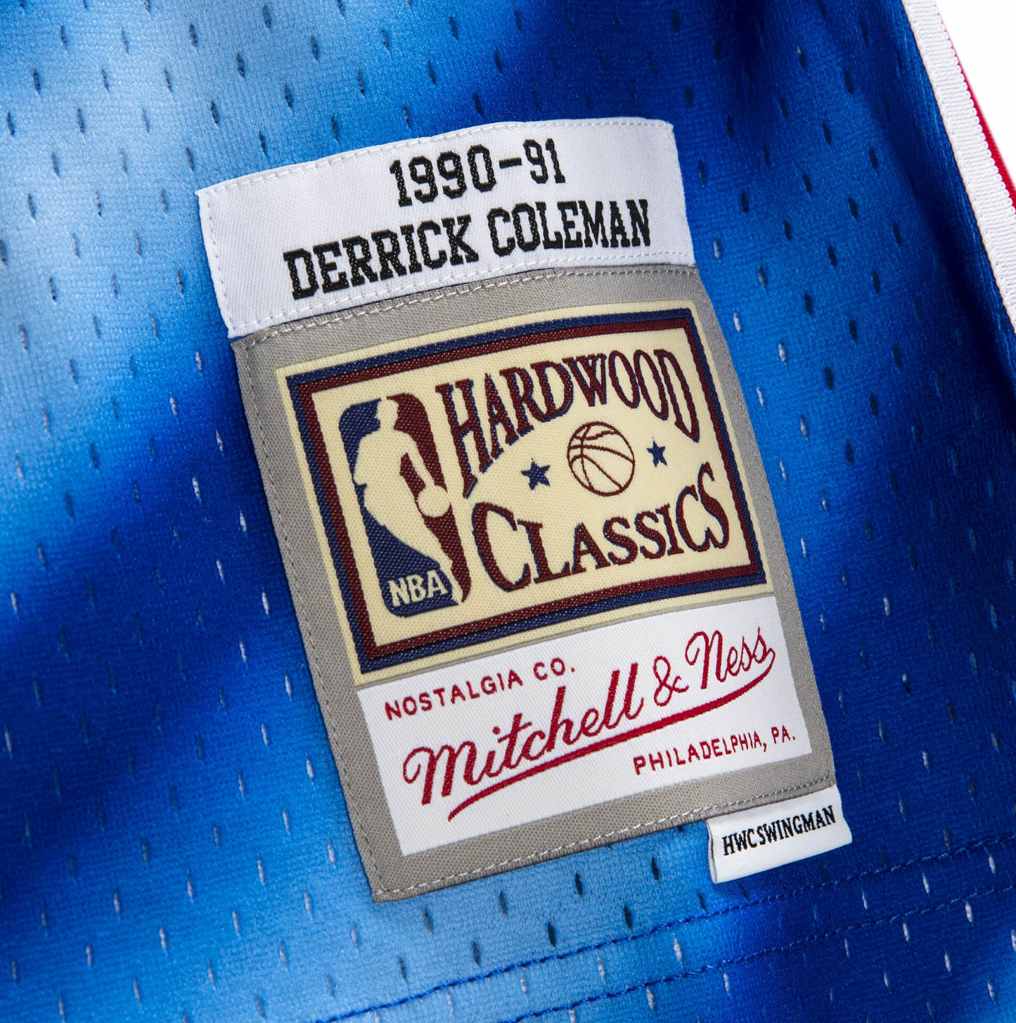 Men's Derrick Coleman New Jersey Nets Mitchell & Ness 1990-91 Hardwood Classics Swingman Jersey - Blue