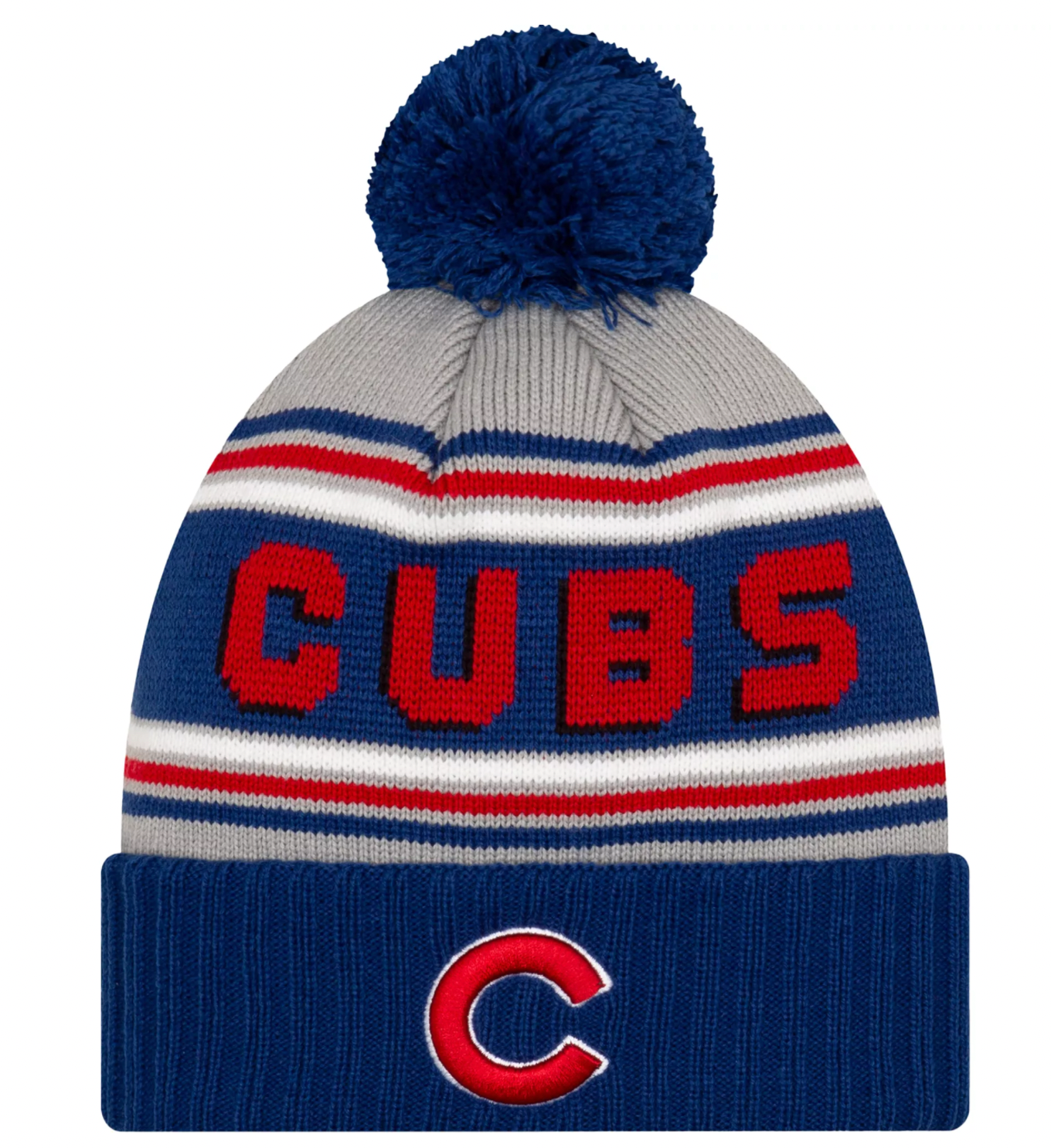 Child Chicago Cubs Junior Cheer Blue Cuffed Pom Knit Hat By New Era