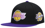 Men's Los Angeles Lakers Mitchell & Ness Black/Purple NBA Patches 2 Tone Snapback Adjustable Hat - Pro Jersey Sports