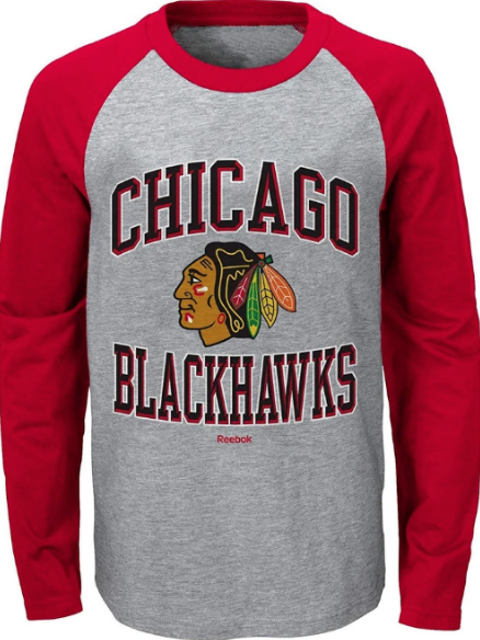 Youth Chicago Blackhawks Long Sleeve Raglan T-Shirt