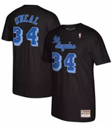 Men's Shaquille O'Neal Los Angeles Lakers Mitchell & Ness Reload 2.0 Name & Number T-Shirt - Black/Blue - Pro Jersey Sports