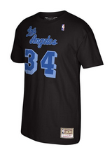 Men's Shaquille O'Neal Los Angeles Lakers Mitchell & Ness Reload 2.0 Name & Number T-Shirt - Black/Blue - Pro Jersey Sports