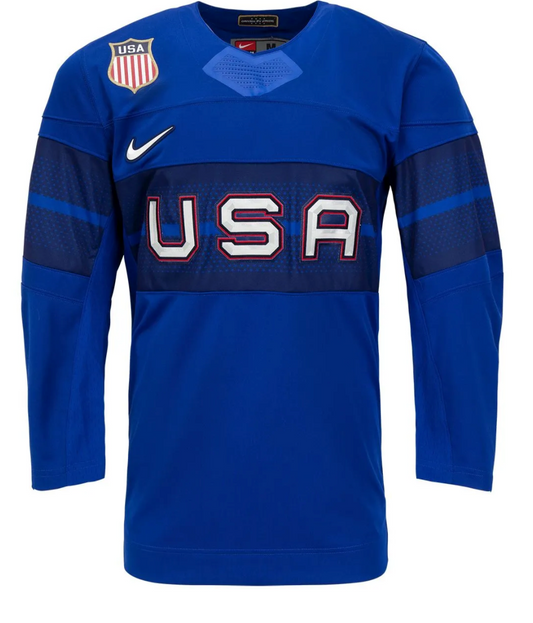 Mens USA Hockey 2022 Nike Olympic Royal Replica Jersey