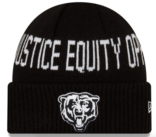 Men's New Era Black Chicago Bears Team Social Justice Cuffed Knit Hat-Bearhead