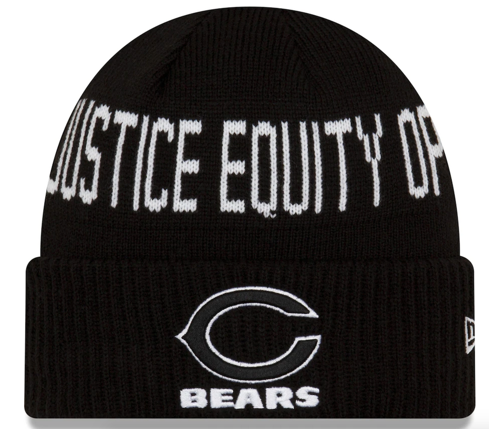 Men's New Era Black Chicago Bears Team Social Justice Cuffed Knit Hat-"C Logo"