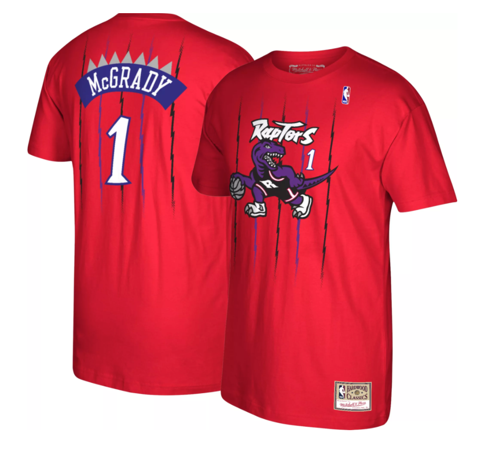 Men's Toronto Raptors Tracy McGrady Mitchell & Ness Red Reload Name & Number T-Shirt