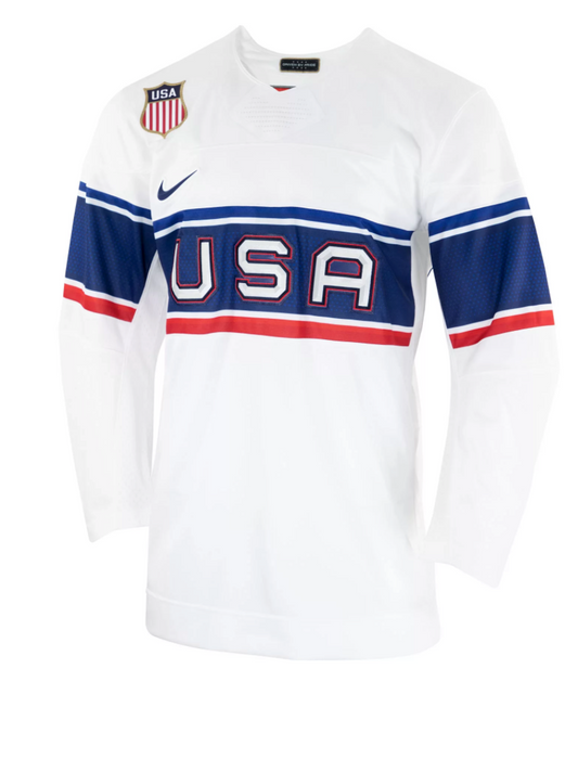 Mens USA Hockey 2022 Nike Olympic Home White Replica Jersey