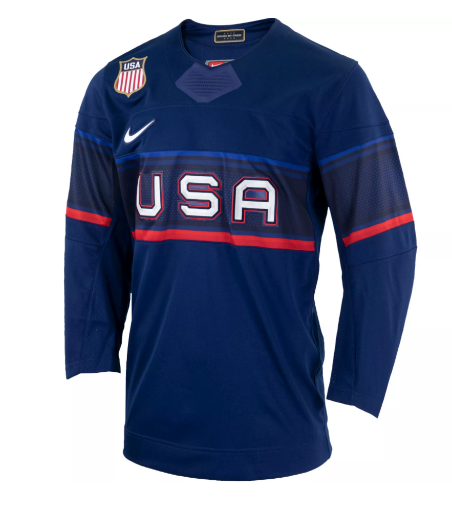Mens USA Hockey 2022 Nike Olympic Navy Replica Jersey