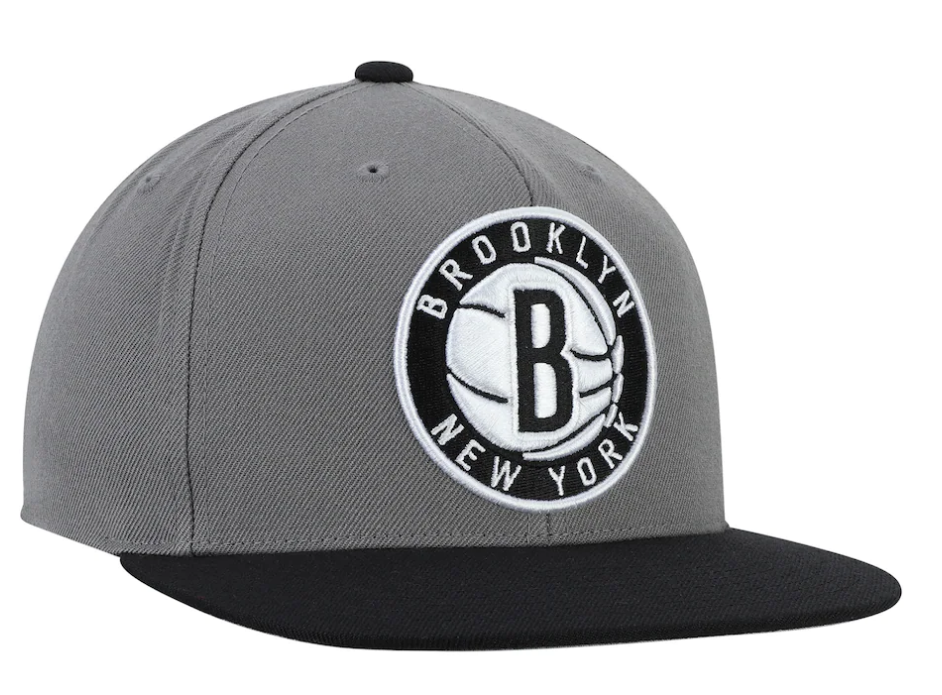 Men's Brooklyn Nets Mitchell & Ness Two-Tone Wool Snapback Hat - Gray/Black