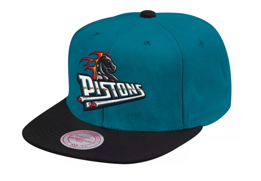 Men's Detroit Pistons Mitchell & Ness HWC Teal/Black Snapback Hat