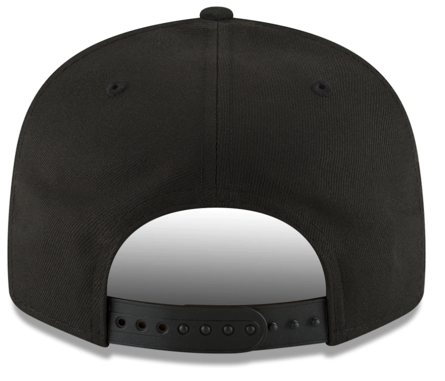 Mens Portland Trail Blazers NBA 2022 Back Half New Era Black And White 9FIFTY Snapback Hat