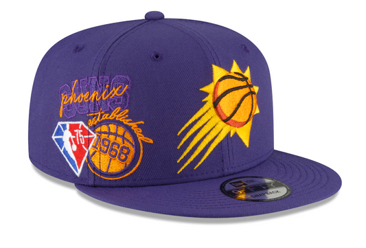 Mens Phoenix Suns NBA 2022 Back Half New Era Purple 9FIFTY Snapback Hat