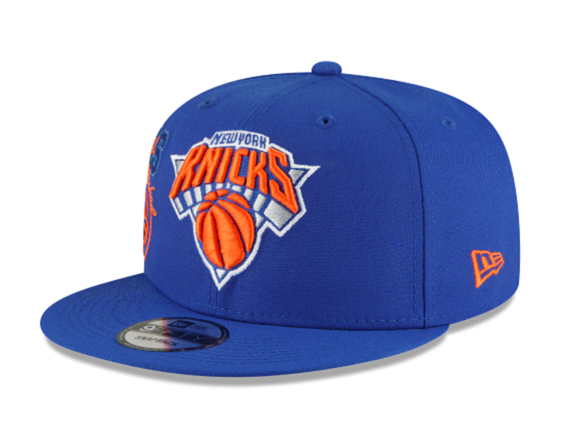 Mens New York Knicks NBA 2022 Back Half New Era Blue 9FIFTY Snapback Hat